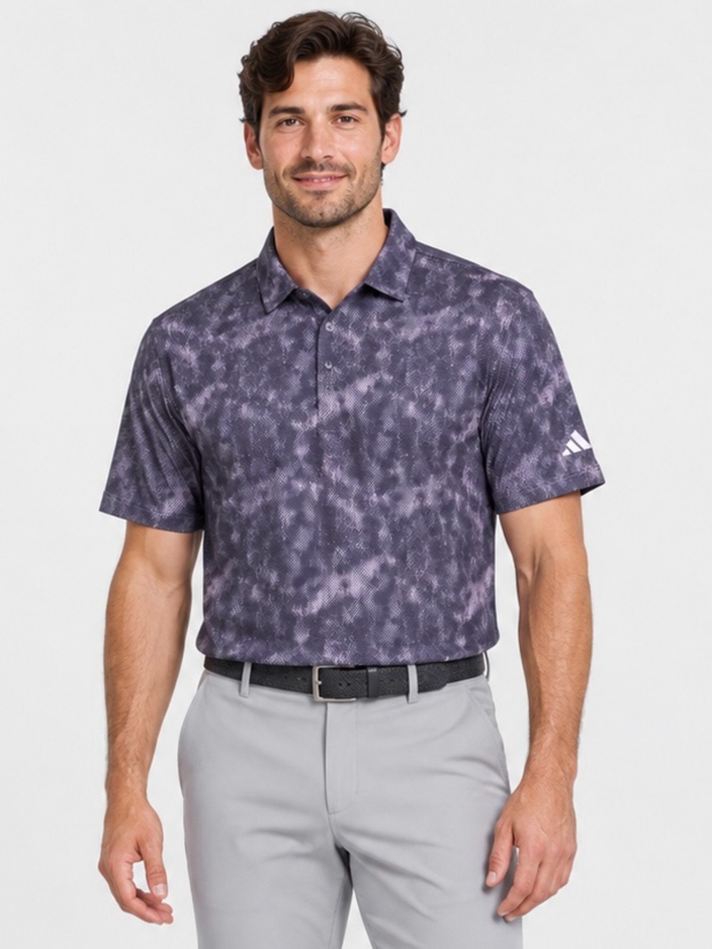 NWT New Adidas Ultimate365 Textured Print Polo Golf Shirt In Powder Plum Size M